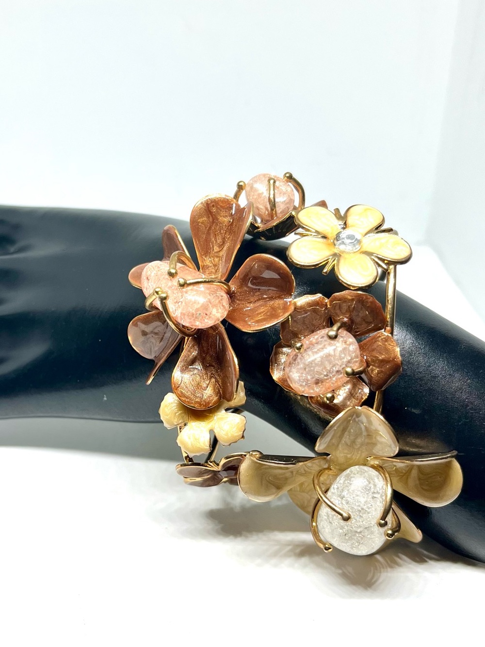 Floral Multistone & Enamel Flower Bracelet
